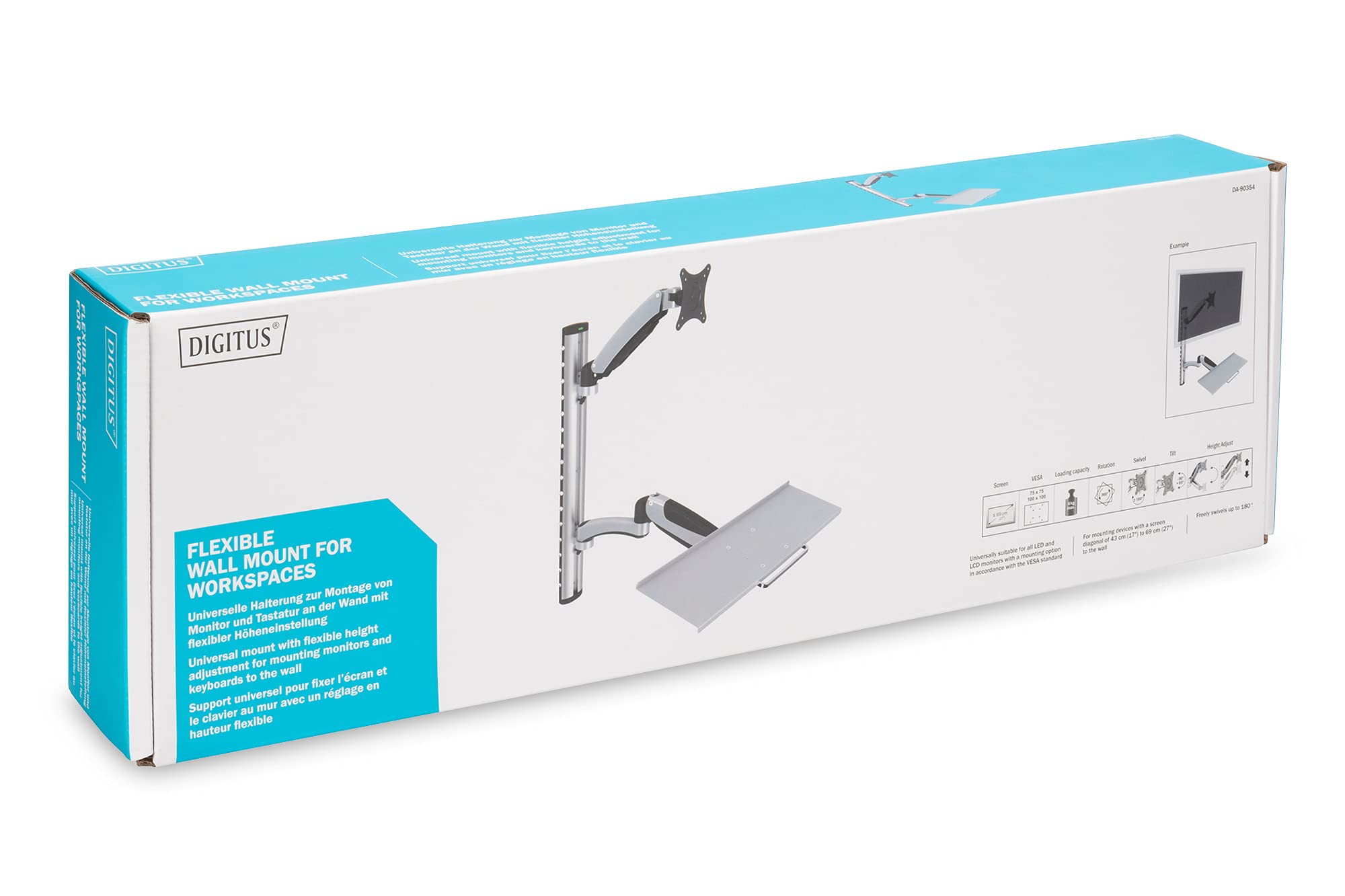 DIGITUS Bras pivotant pour Moniteur LCD/LED, avec Support Clavier