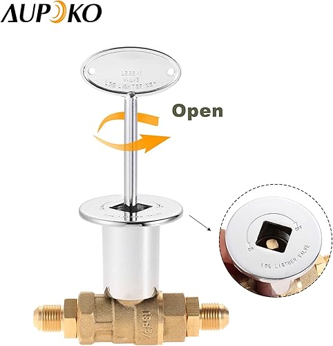 Miniatura 7 de Aupoko Kit de válvula de cierre recta de 12 pulgada para fogatas de gas NG LP, llave de 3 pulgadas y 2 accesorios de 38 macho x 12 NPT, se adapta a