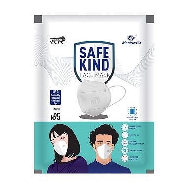Mankind SafeKind UV-C N95 Face Mask with 5 layer protection, Pack of 5