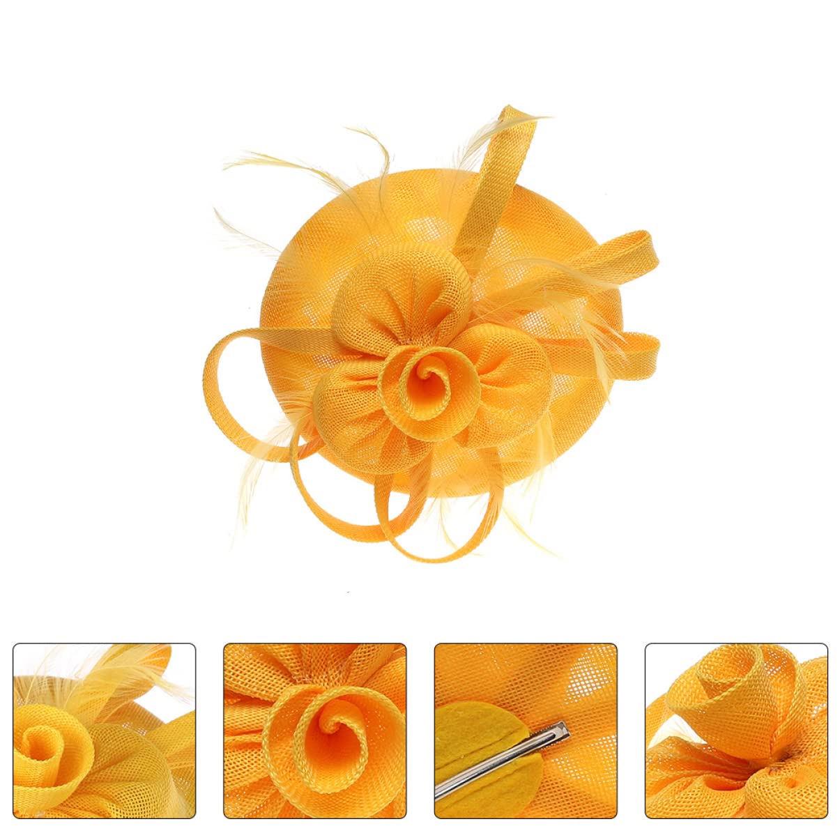 Didiseaon 2 Piezas Horquilla Con Diadema De Decoración Floral Banda De Pelo De Flores Diademas Para Niñas Diadema De Maquillaje Sombrero De Copa Pluma Lino De Imitación