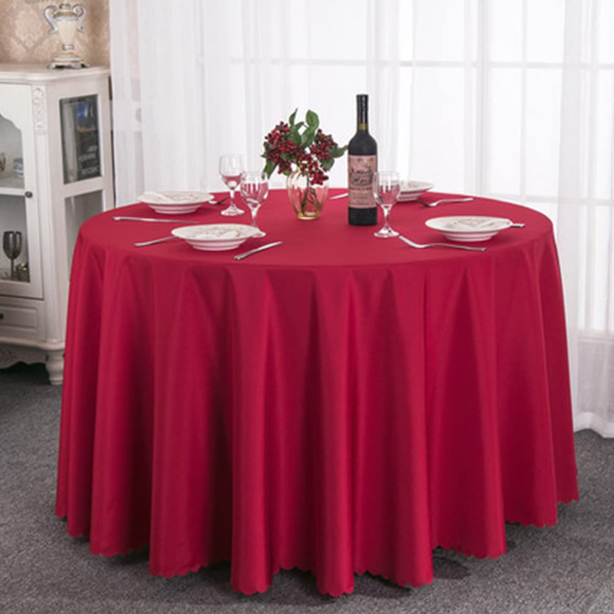 Tovaglia rotonda per interni ed esterni, antimacchia, impermeabile, ideale per cene, picnic, eventi, 160 x 160 cm, colore: azzurro acqua