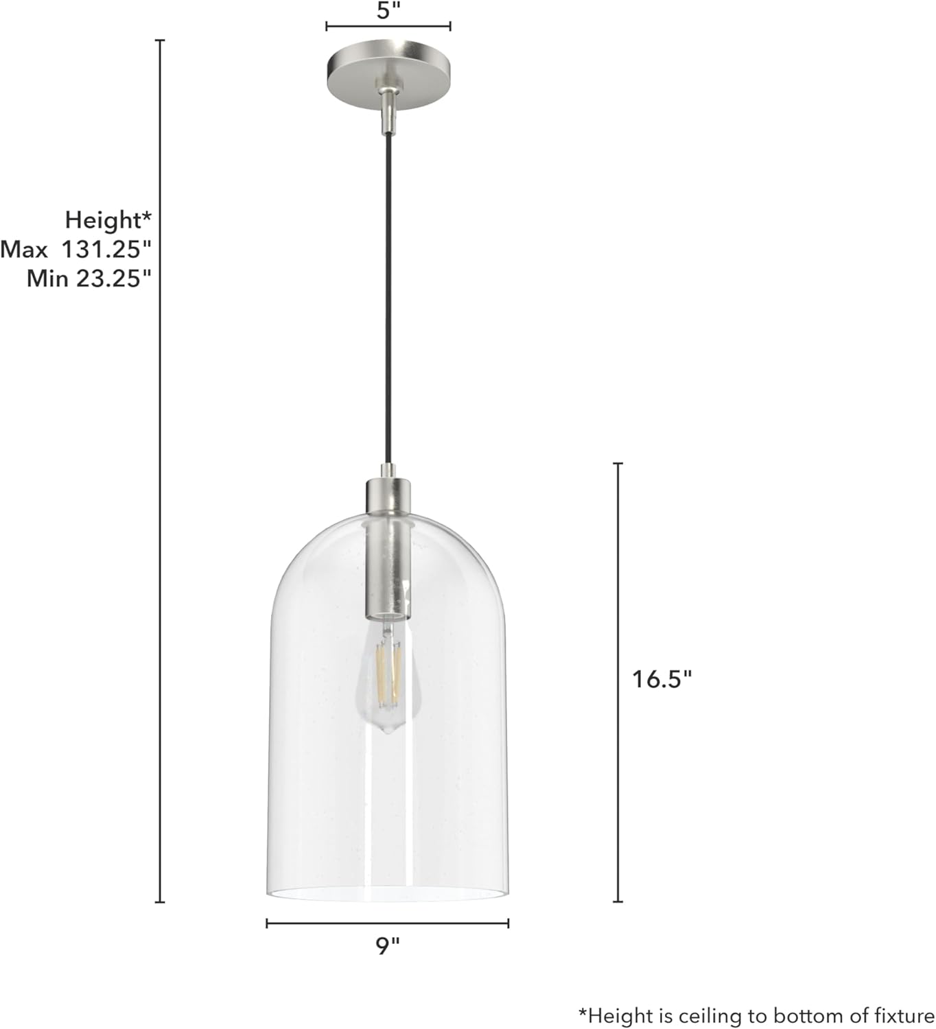 Hunter - Lochemeade 1-light Brushed Nickel, Small Pendant Light, Dimmable, Cylinder Shaped, for Bedrooms, Kitchens, Dining, Living Rooms - 19203