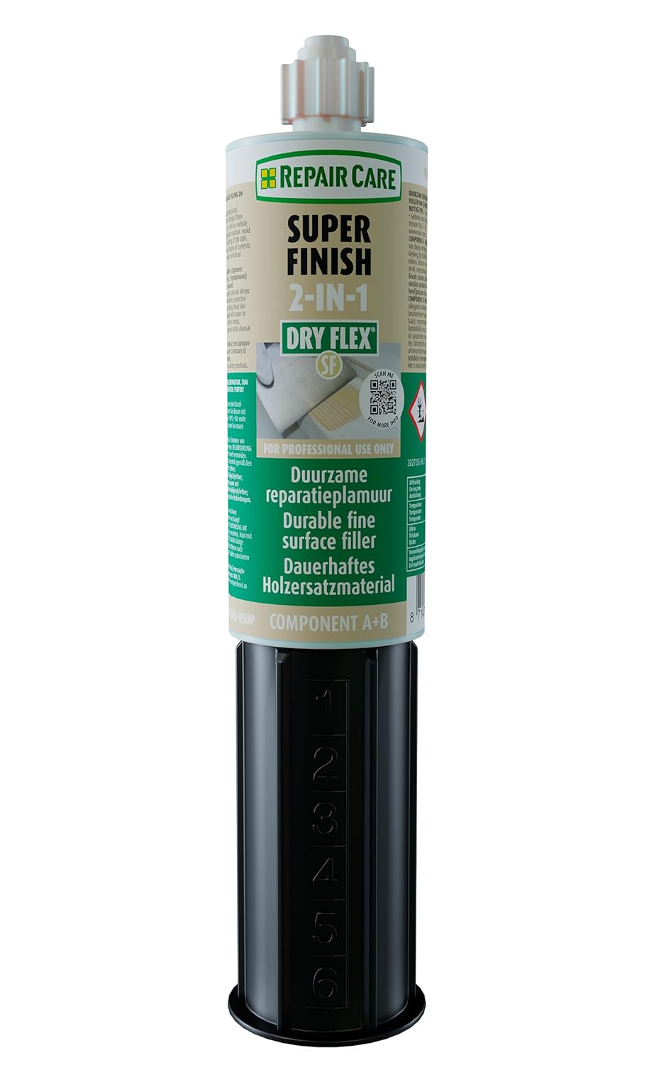 Repair Care Dry Flex® Super Finish 2-in-1 - Durable Fine Surface Filler for Quick Spot Repair On Wood and Other Materials, Paintable After 30 Minutes