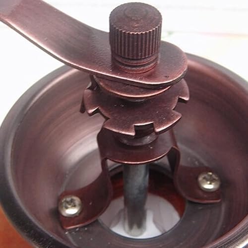 Miniatura 5 de Molinillo de café manual antiguo, molinillo de grano de café vintage de mano con rebabas cónicas de madera, molinillo de café de 4 x 4 pulgadas,