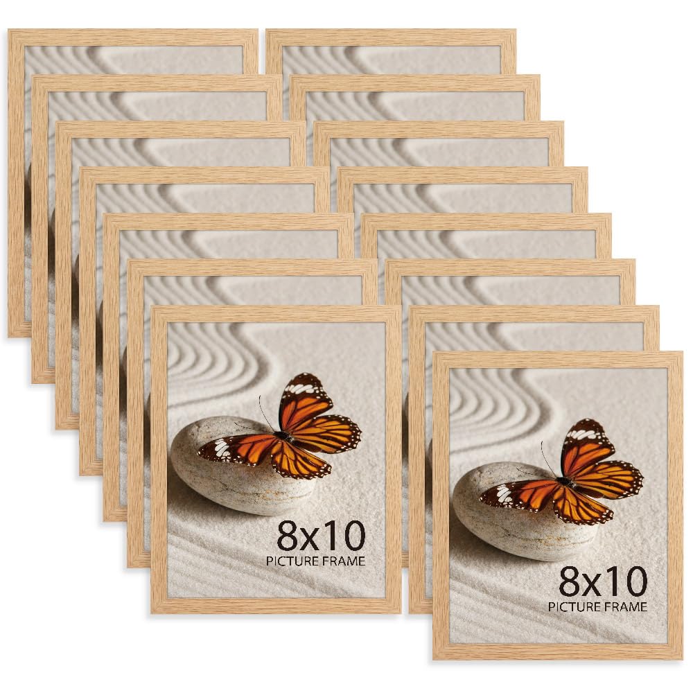 Natural Wood Picture Frame Set of 15