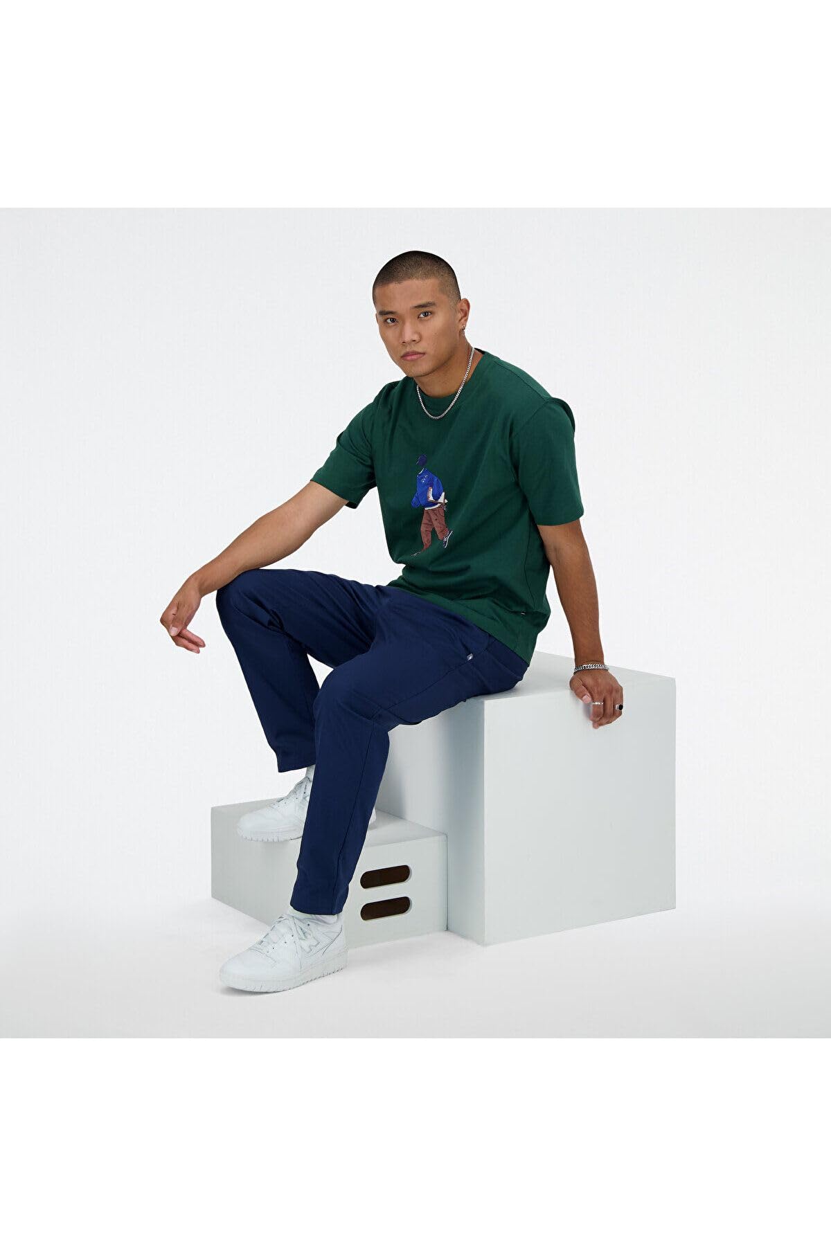 New Balance t-shirt bawełniany męski kolor zielony z nadrukiem MT41579NWG