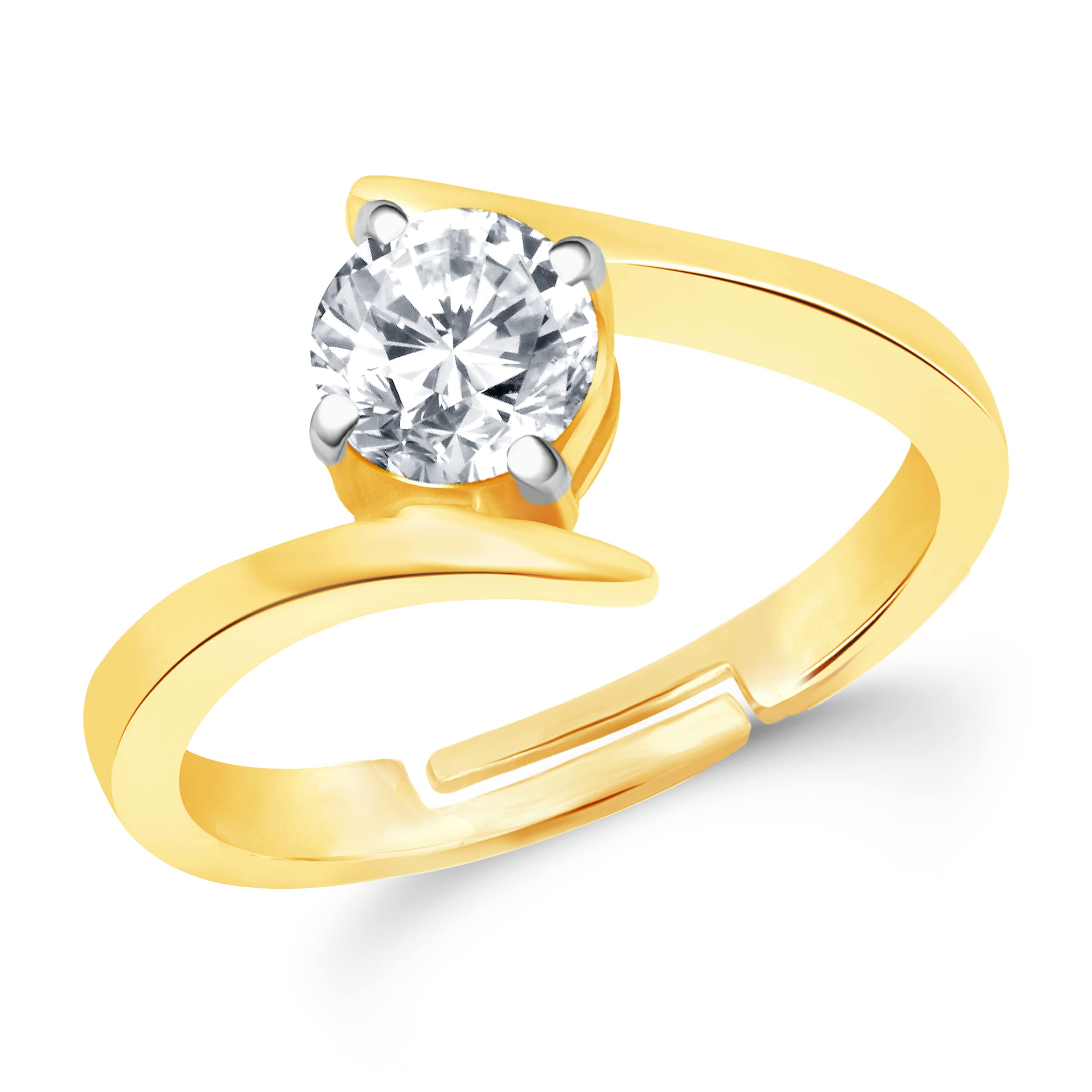 VSHINE Adjustable Ring Single Stone Gold Plated American Diamond for Women, Girls, Wife & Girlfriend-VSFR1255G (B09VDFLPZN) Amazon Price History, Amazon Price Tracker
