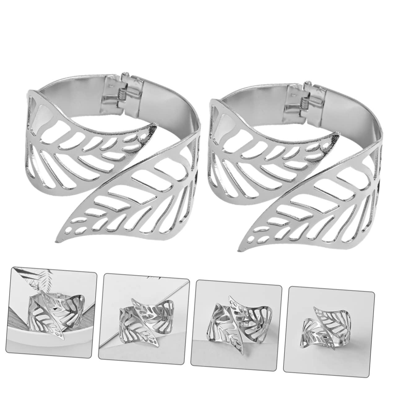 Embrasses de Rideaux En Forme de Feuilles, 10 Pièces, Clip de Rideau En Feuilles, Décor Du Moyen-Orient, Rideaux Métalliques, Produit Fini, Embrasses de Rideaux En Métal En Alliage/Argent * 5