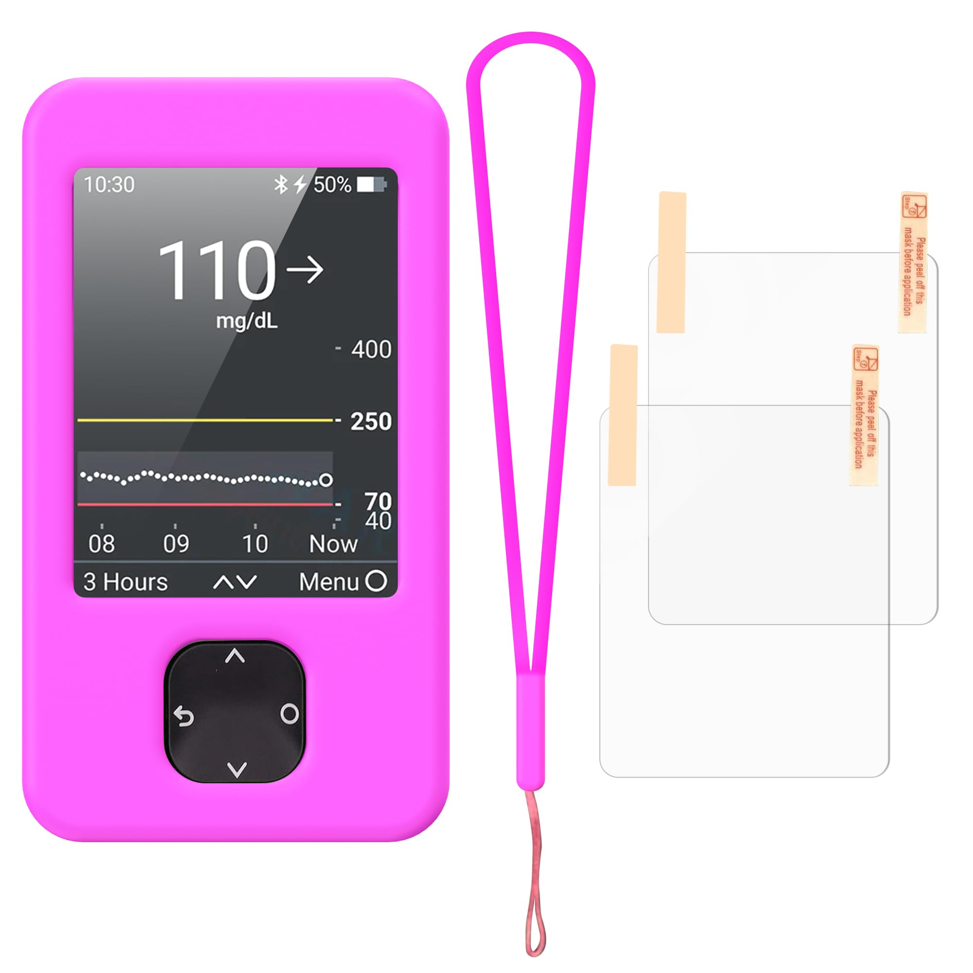 NSJ Silicone Dexcom G7 Receiver Case | Diabetes Travel Case, Lanyard & Screen Protector Included | Durable Diabetes Accessories | Silicone Diabetic Dexcom Cover Case | With Lanyard Port for Travel.