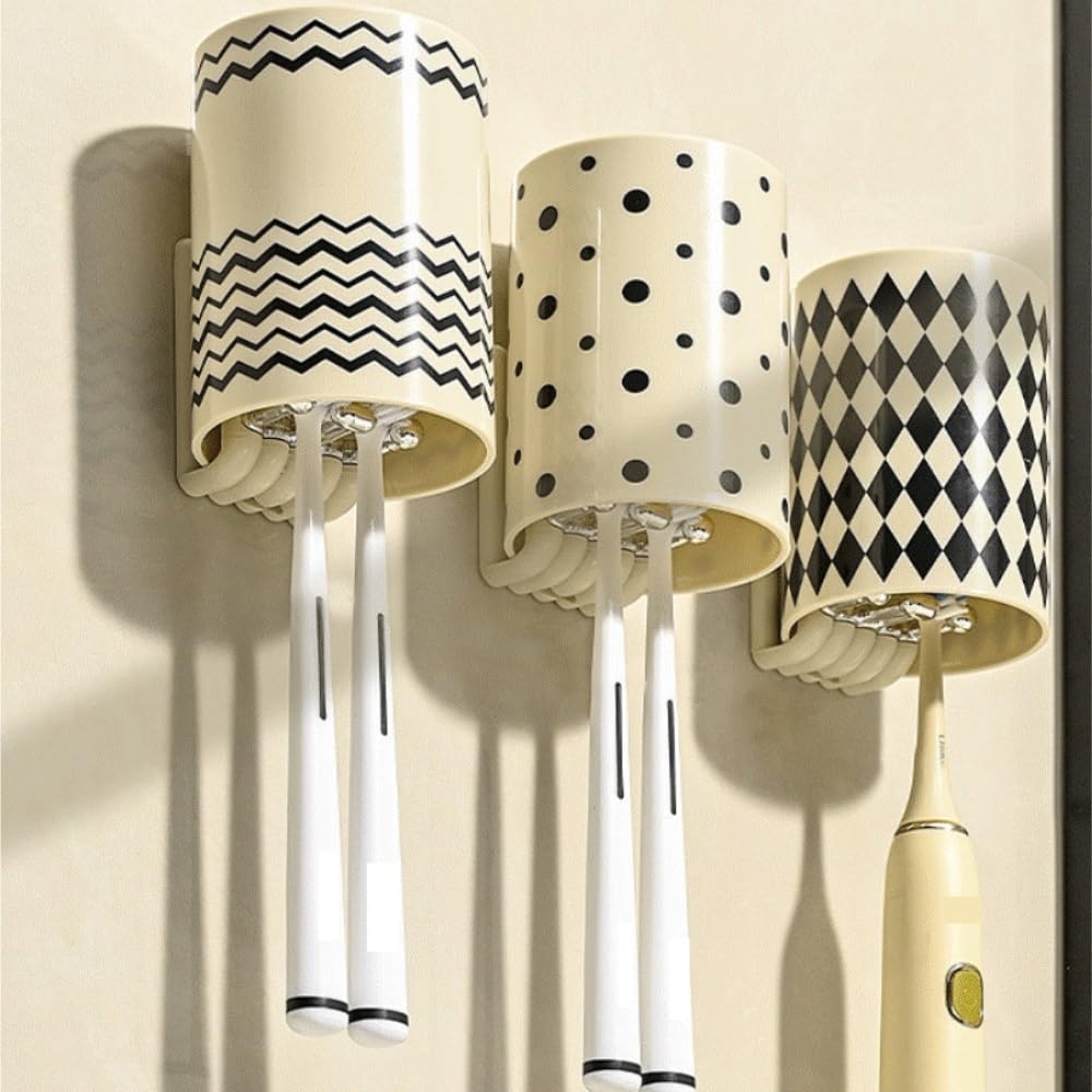Uchwyt Na Szczoteczki Do Zębów Akcesoria Łazienka Uchwyty Na Szczoteczki Do Zębów I Kubki Pastę Nie Wymagają Wiercenia(2pcs)