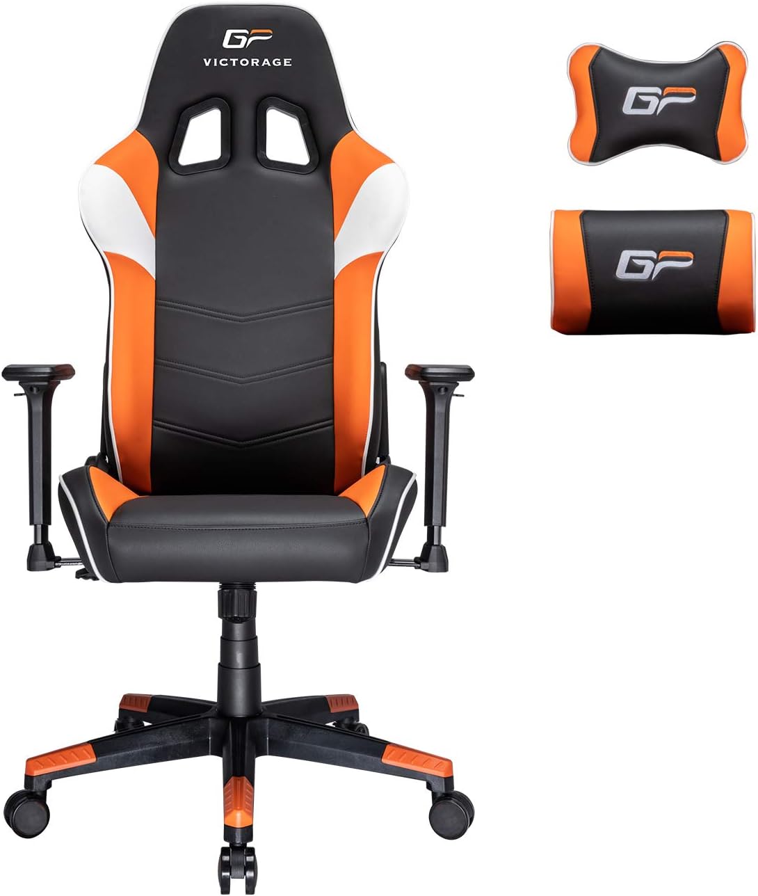 VICTORAGE Gaming Chair GP Series- Professional & Textured- Gaming/Streaming - Long time Sitting- Inspired by Racing car- Ergonomic Design- Rocking Function (Orange)