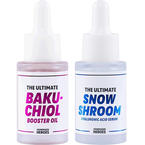 Handmade Heroes Paquete de aceite de refuerzo de Bakuchiol al 2% y ácido hialurónico
