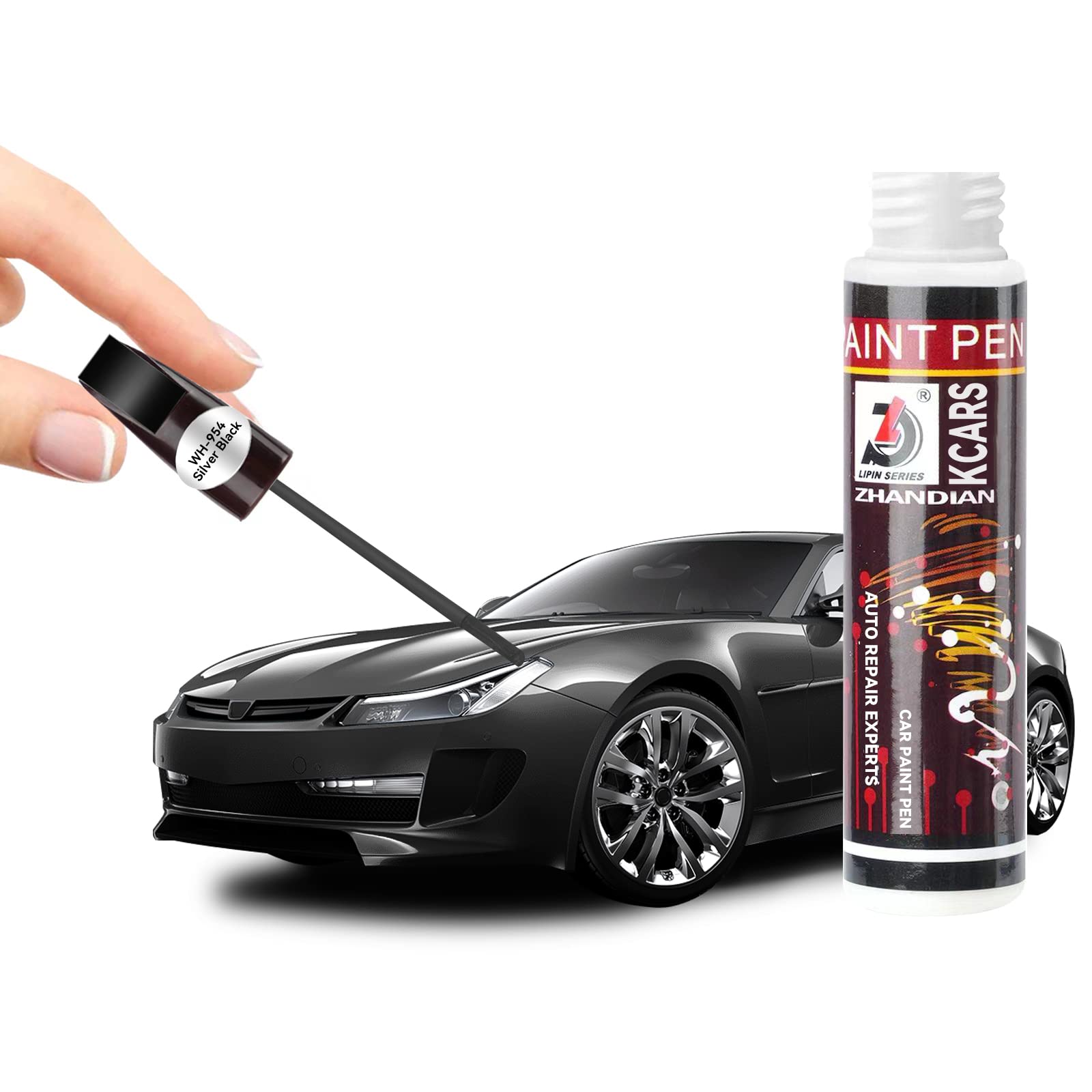 KcarsTouch Up Paint for Cars，Car Scratch Remover Pen，Quick And Easy Two-In-One Automotive Car Paint Scratch Repair Pen for various cars (Silver Black)