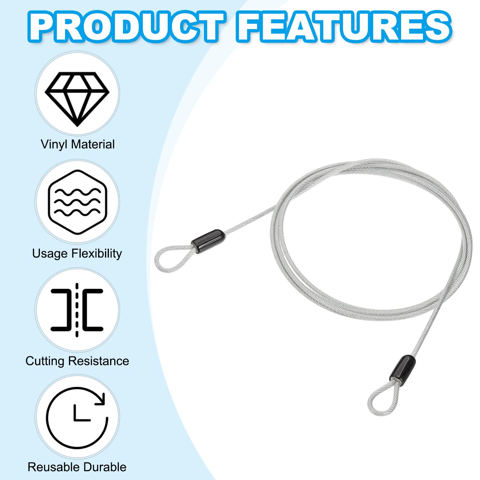 PATIKIL 1/8" Dia Vinyl Coated Stainless Steel Cable with Loops - Image 4