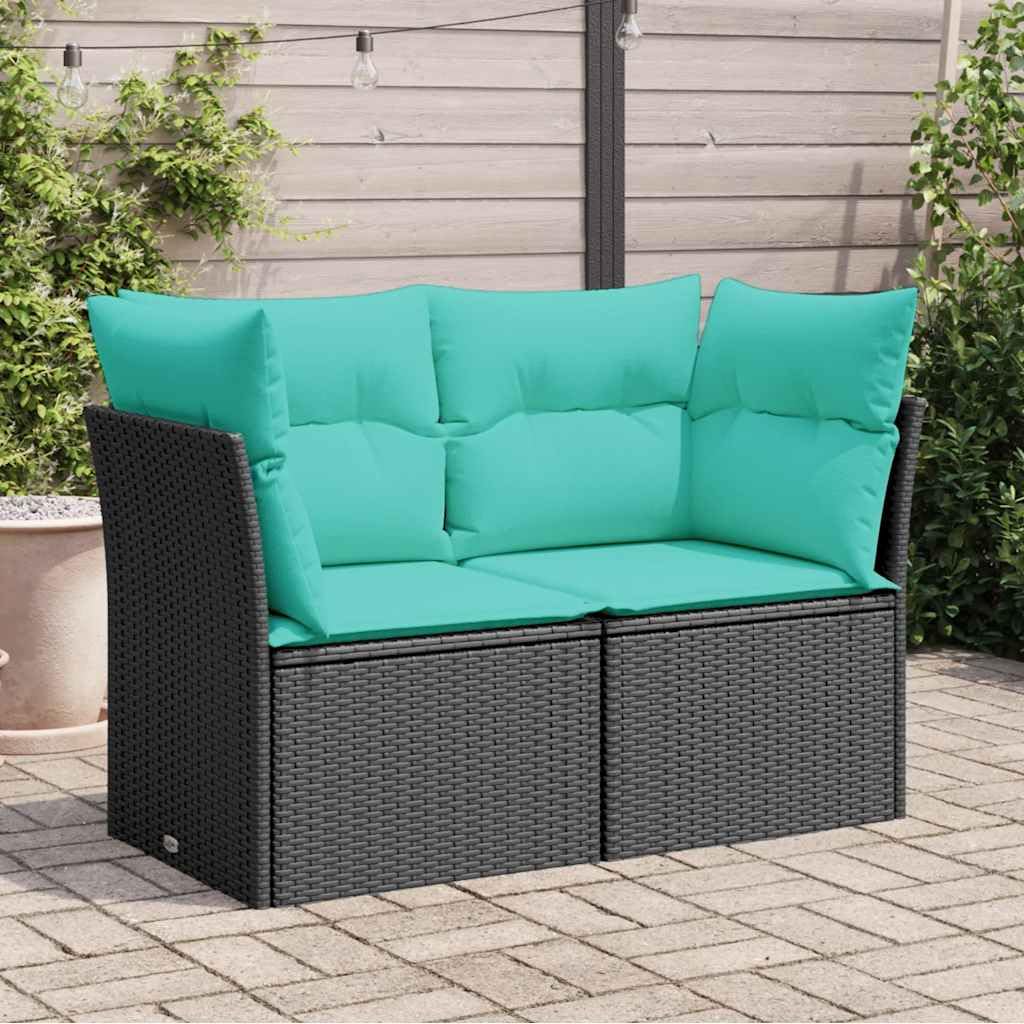 SYDE Sofa ogrodowa 2-osobowa rattanowa PE czarna