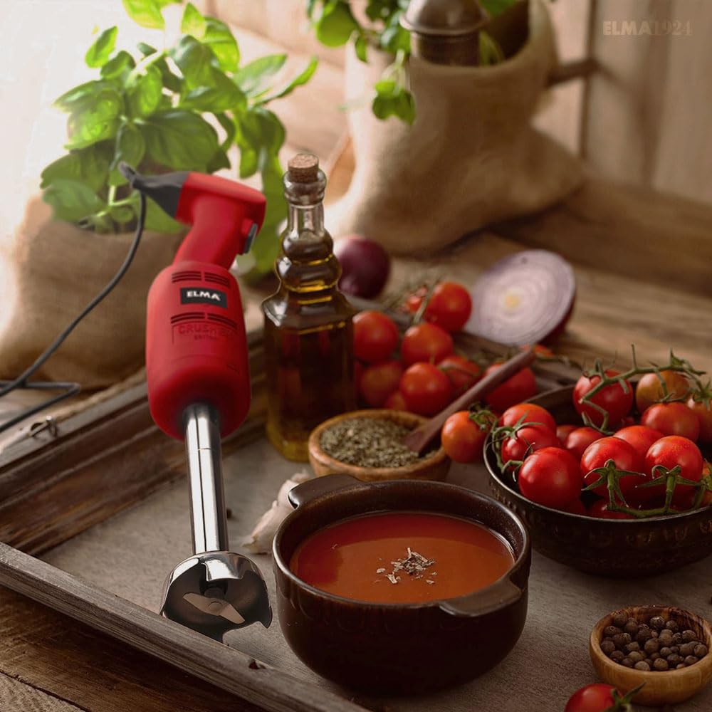 ELMA Frullatore professionale 270 W Smerigliatrice manuale | Velocità variabile 6000~20000 giri/min 220-240 V | Rosso con braccio in acciaio inossidabile da 16 cm | Diametro 79 mm