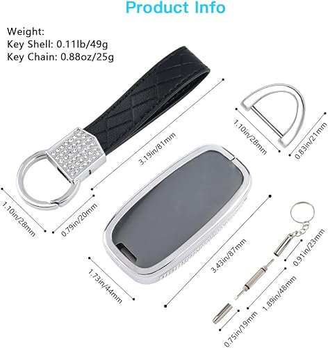 Miniatura 9 de 1797 Funda de metal para llavero de coche, plateado