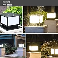 Vista 3 de Luz de columna para exteriores, impermeable, IP65, luz de pilar, luz de poste exterior, farol de poste de aluminio negro, valla de vidrio, pedestal