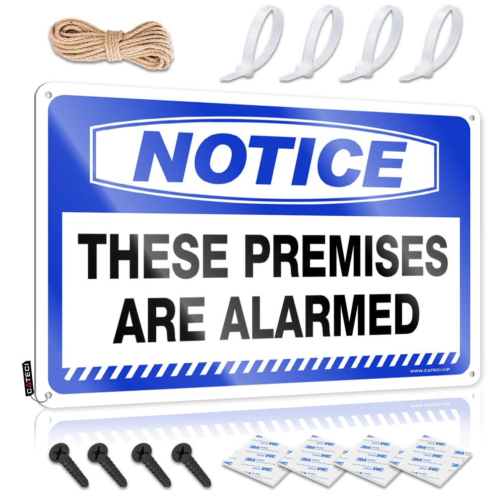 HELIOFORGE Cave Man Bar Notice These Premises Are Alarmed Tin Sign Funny Poster Sign Bar Accessories For Man Cave(30X40CM)