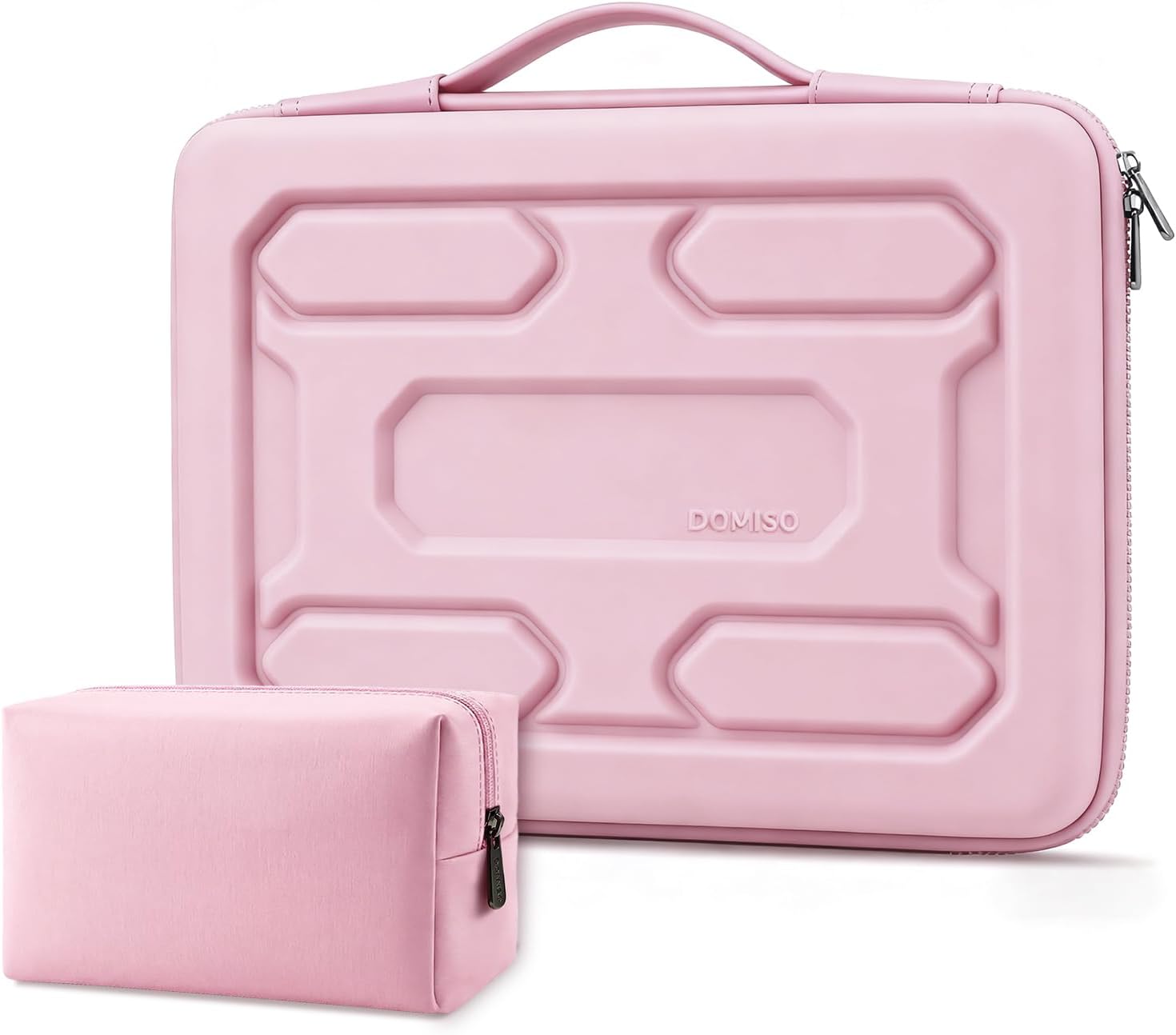 DOMISO Laptop Hard Case 15-16 inch Waterproof Shockproof Hard Shell Laptop Sleeve with Handle & Storage Pocket, Compatible with MacBook, HP, Dell,Pink