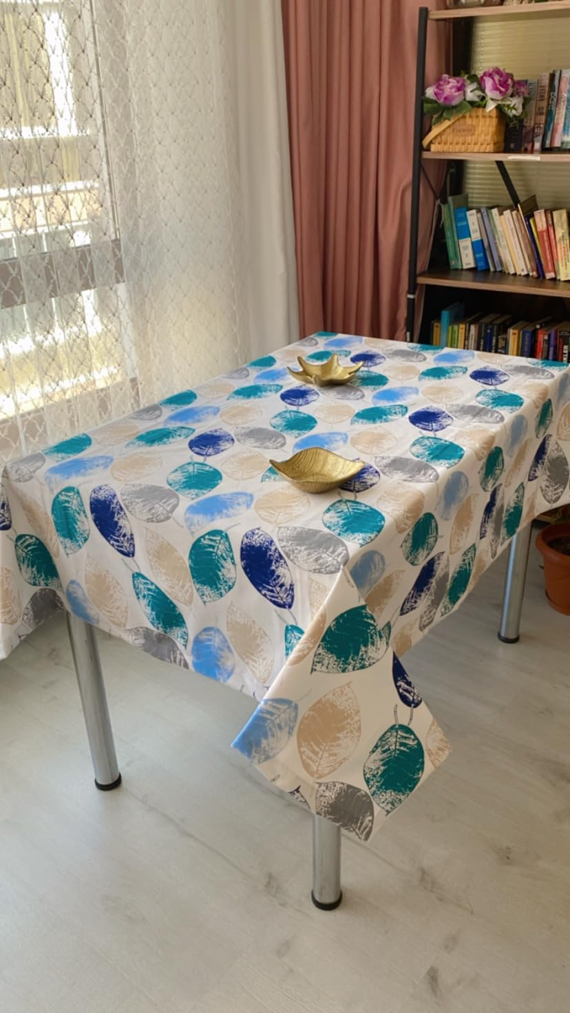 Defnelam Dertsiz Masa Örtüsü Duck Keten sıvı geçirmez 150 x 180 cm (Pembe Yuvarlak)