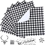 Halloween Buffalo Plaid Self Adhesive Vinyl Sheet Adhesive Craft Vinyl Sheet 12 x 12 Inches (Black and White, 6)