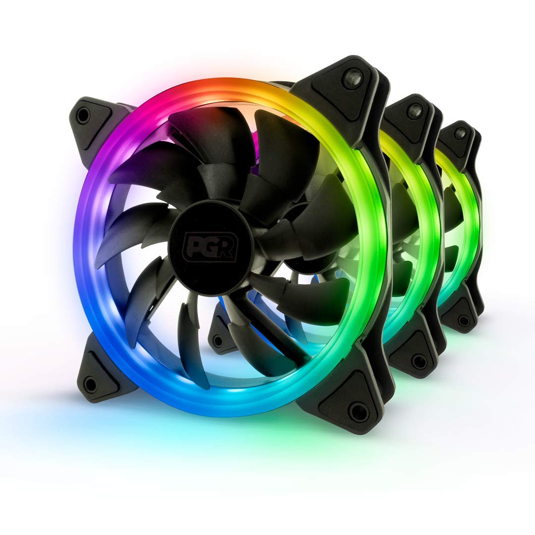 PGR Illuma FK101 – 120mm – Addressable RGB – Single Light Loop – LED RGB PWM – PC Case Fan 3 Pack – Lighting Hub Kit and Controller