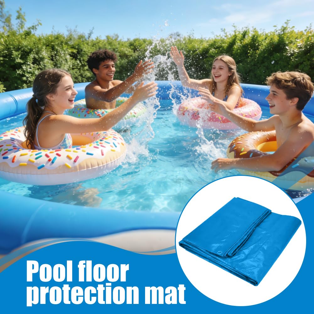 Tapis de Sol pour Piscine, Tapis de Piscine Rectangulaire Bleu Pliable Imperméable, Hors Terre Tapis de Protection pour Piscines Gonflables, Protecteur De Sol Piscine, Antidérapant 445 x 254cm