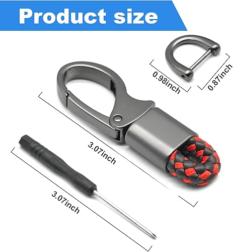 Miniatura 2 de Augeny Llaveros para automóvil, 360 grados de cuero giratorio con anillo en D antipérdida, llaveros universales de metal resistente con