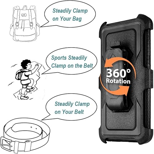 Miniatura 3 de Funda para Samsung Galaxy A32 5G con clip giratorio para cinturón, protector de pantalla integrado resistente protección de cuerpo completo a prueba