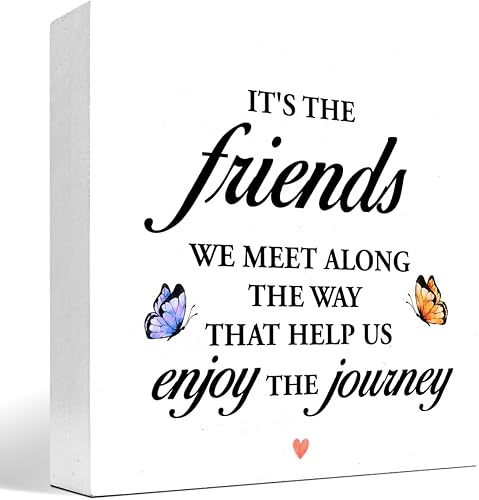 Miniatura 1 de Letrero de madera con texto en inglés "It's the Friends We Meet Along the Way That Help Us Enjoy the Journey" ("It's the Friends We Meet Along the