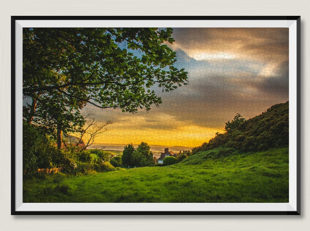 Observando la puesta de sol en la cima de la montaña - Rompecabezas de madera de 10000 piezas - Juegos familiares para adultos Decoración del hogar