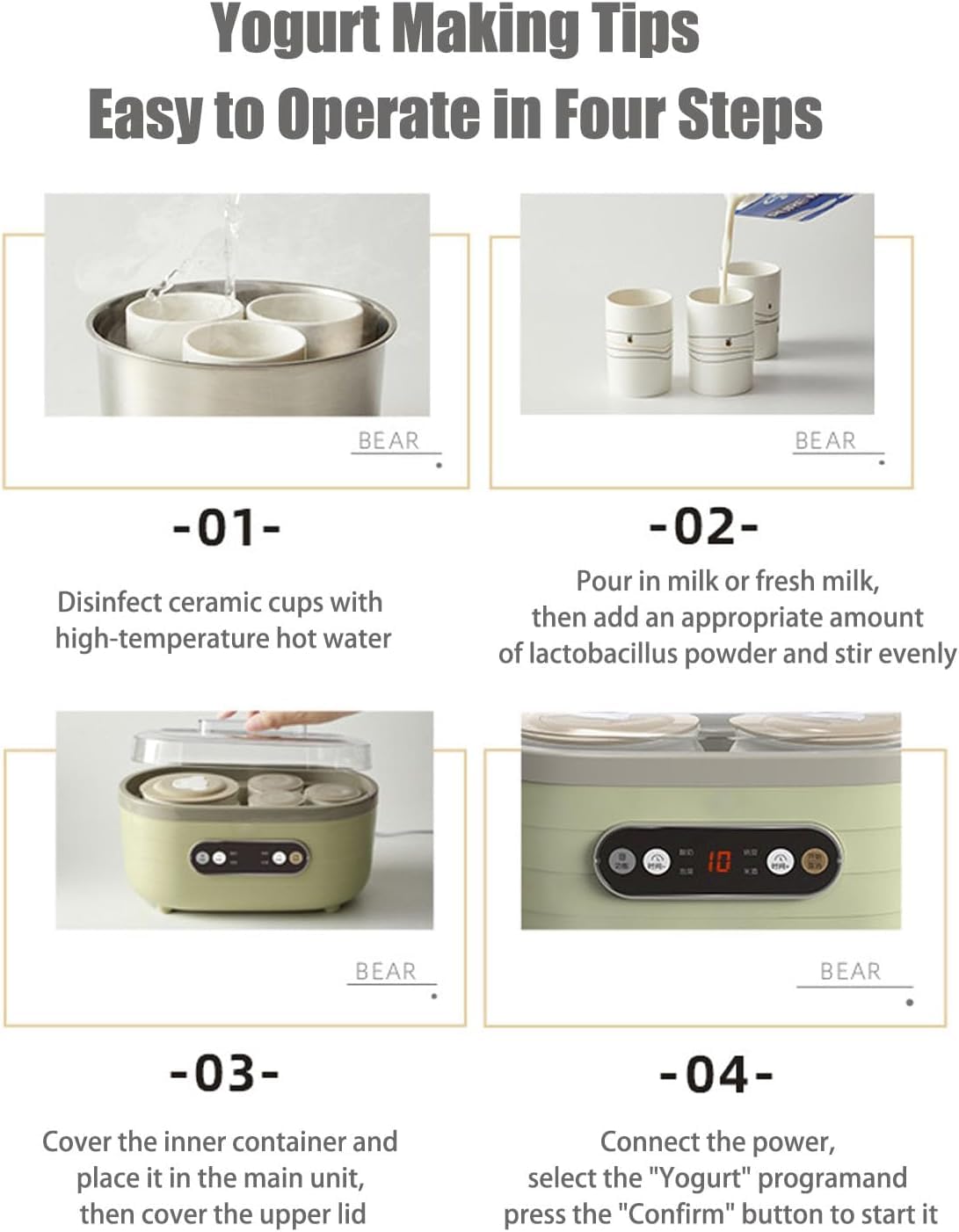 Maszyna Do Jogurtu, Automatyczna Jogurtownica Z Wyświetlaczem Led I Timerem, Fermentator 1,75 L Z 2 Dużymi I 6 Małymi Kubkami, Regulowany Czas, Stała Temperatura Grzania, Odpowiednia Do Jog