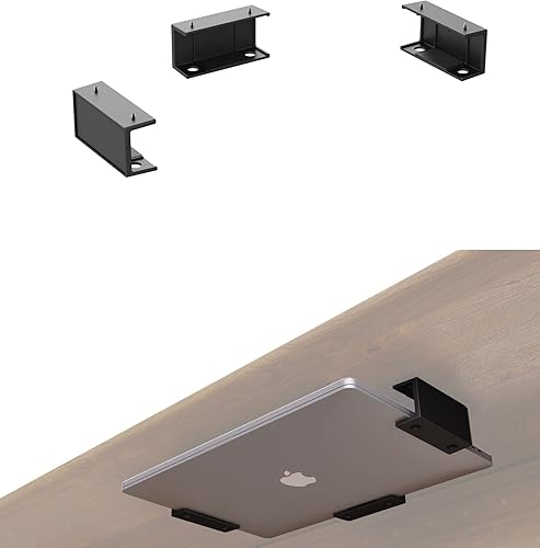 ZZHDESBY Soporte para laptop debajo del escritorio, cajón de laptop con adhesivo y tornillo para Macbooks, teclado, routers, módems, caja de cable,