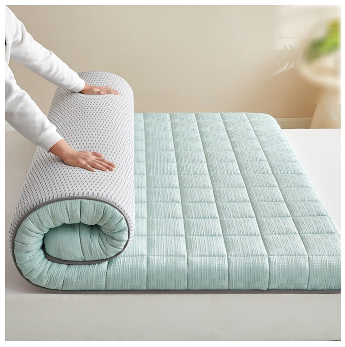 Matelas de sol japonais futon matelas tatami tapis pliable enroulable polaire | eBay