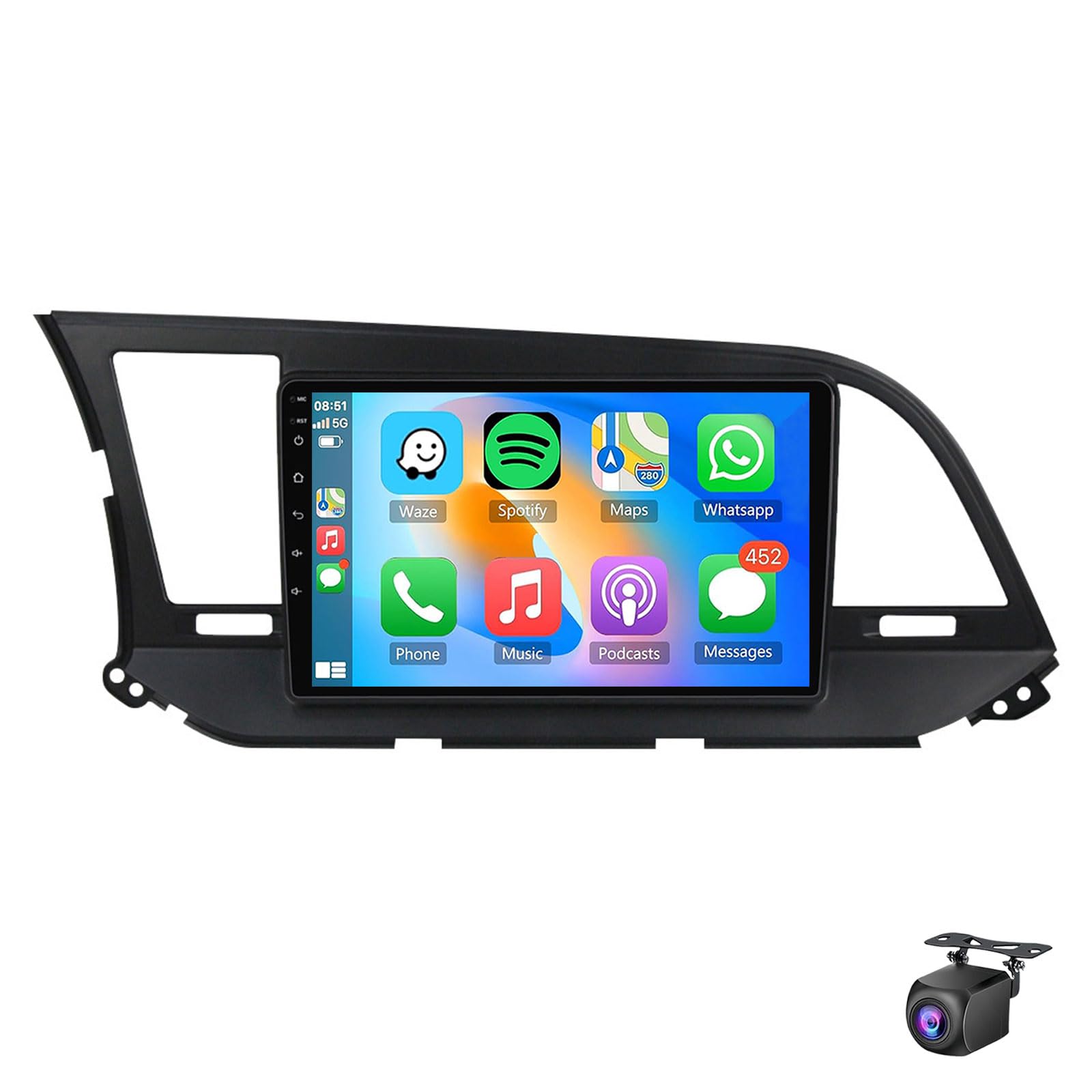 Android 15 Car Radio Stereo For Hyun-dai Elantra 2016-2018 9 Inch 1280P Touchscreen Radio With Wireless Carplay Android Auto DSP GPS Navigation Bluetooth 5.0 WiFi FM/RDS SWC(Size:8Core 6+128G,Color:A)