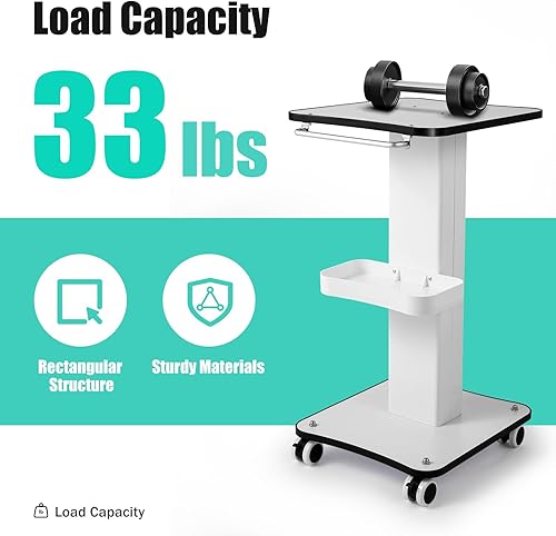 Miniatura 6 de OUKANING Soporte de carrito de salón de belleza, soporte para carrito rodante, bandeja de almacenamiento para instrumentos de belleza, 27.5 pulgadas