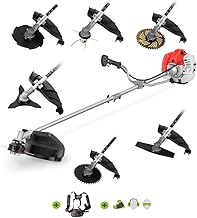 GREENCUT GGT650X-7 - Desbrozadora de Gasolina de 65cc y 4,9cv, Motor 2 Tiempos, con 7 Accesorios Intercambiables, arnés y ...