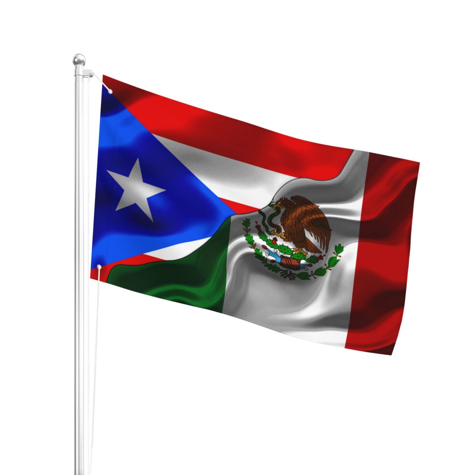 Puerto Rican Puerto Rico And Mexico Mexican Flag Flag | 2x3 Ft | Double-Sided Printing Three Layers Of Thickened Fabric 2x3 Foot Indoor/Outdoor