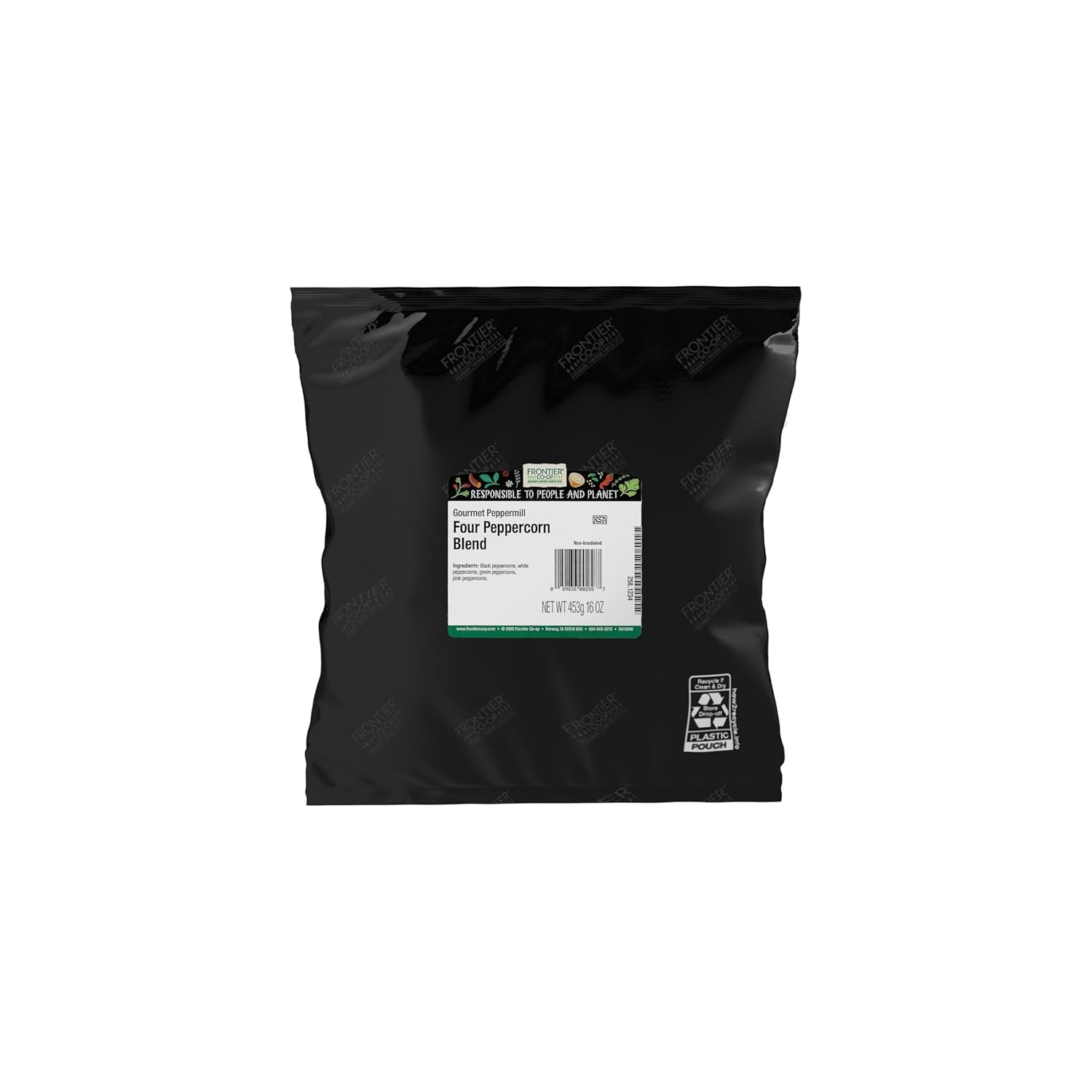 Frontier Co-op Peppermill, Gourmet Four Peppercorn Blend - Salt Free, Kosher | 16 Ounce (Pack of 1)