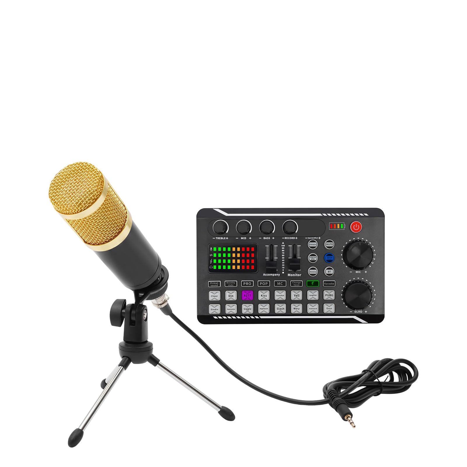 Micrófono de streaming con tarjeta de sonido, equipo de podcasting, kit de micrófono USB, reducción de ruido inteligente, calidad de sonido excepcional para PC, teléfono móvil, PS4/5, Mac