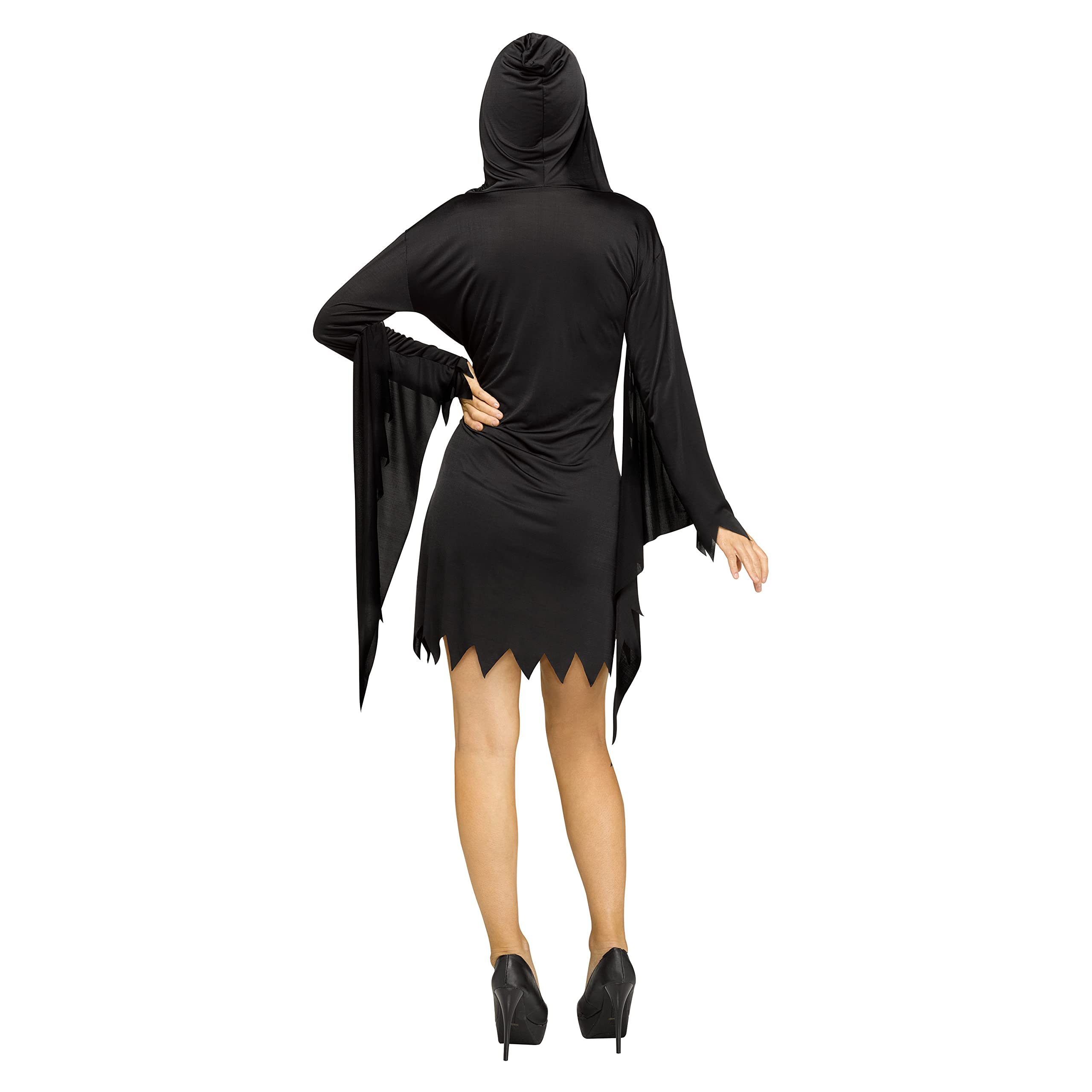 Fun World Ghost Face Womens Costume Glamour Robe Dress Icon of Halloween (Medium/Large (10-14), Glamour Robe Dress): Small-Medium 2/8 Black