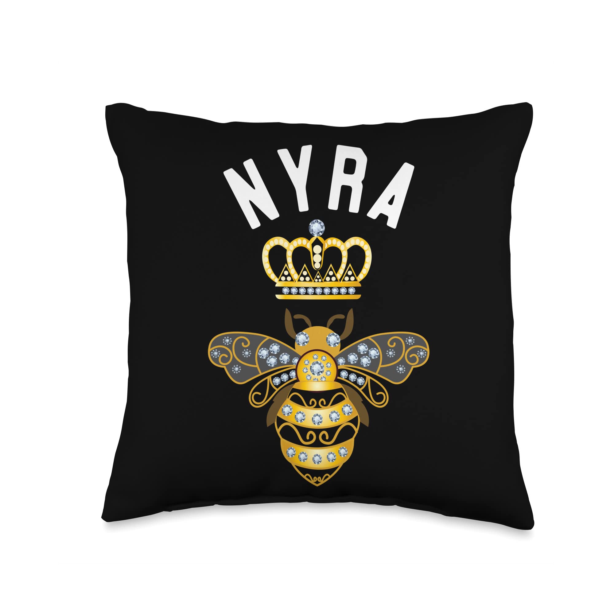 Nyra Name Shirts & GiftsName Birthday Gifts Queen Crown Bee Nyra Throw Pillow, 16x16, Multicolor