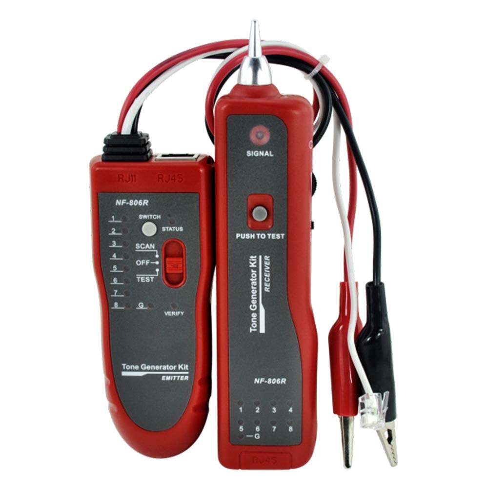 NOYAFA NF-806R Cable Tester components including transmitter, receiver, and cables