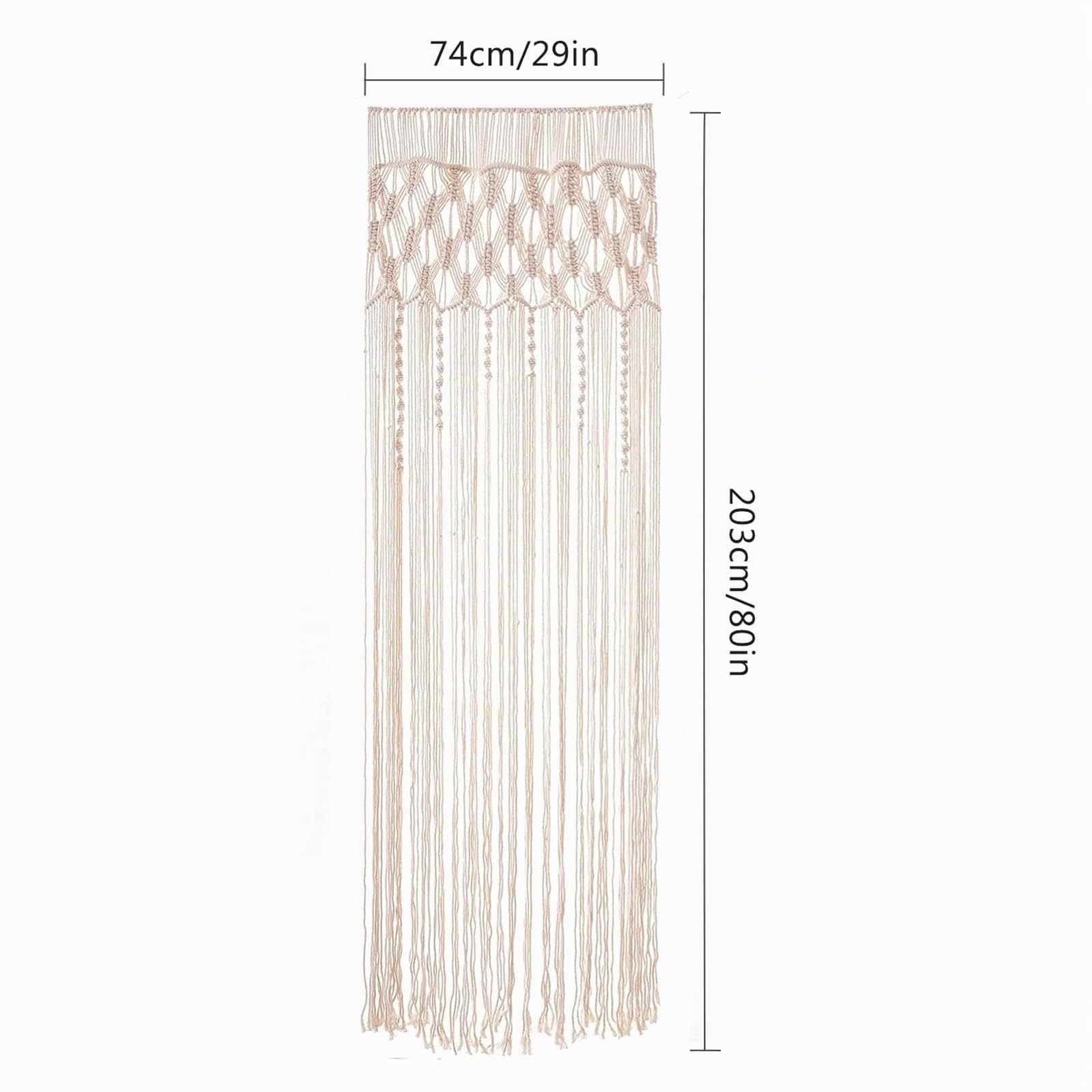 ANBOO Arazzo in macramè da appendere alla parete, decorazione in stile bohémien, realizzato a mano, tenda per porte e finestre, sfondo per matrimoni, 203 cm (lunghezza) x 74 cm (larghezza)