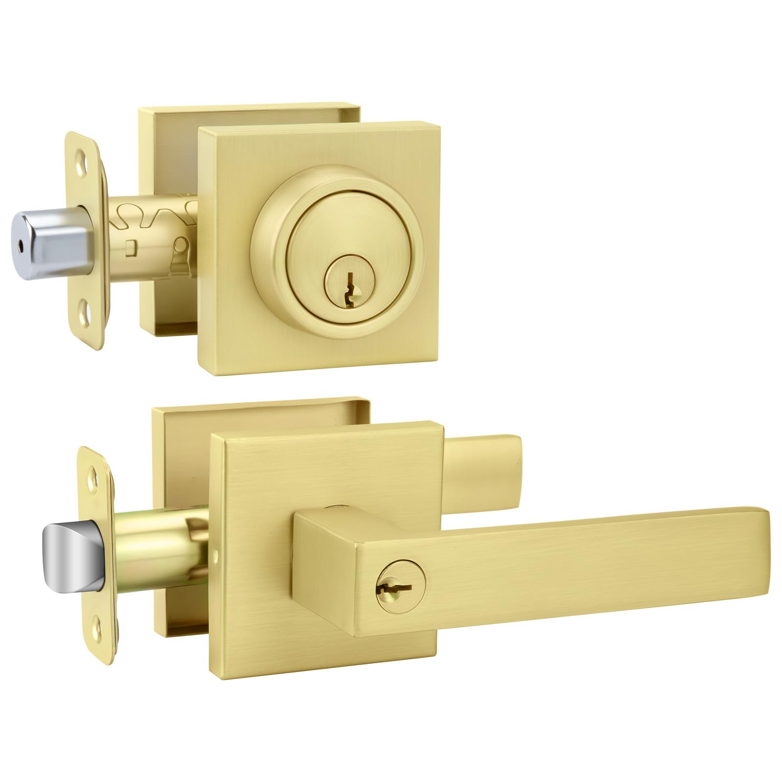 オールゴールド10セット50本分 Amazon.com: Goldenwarm Exterior Door Lock Set Gold Door Handle