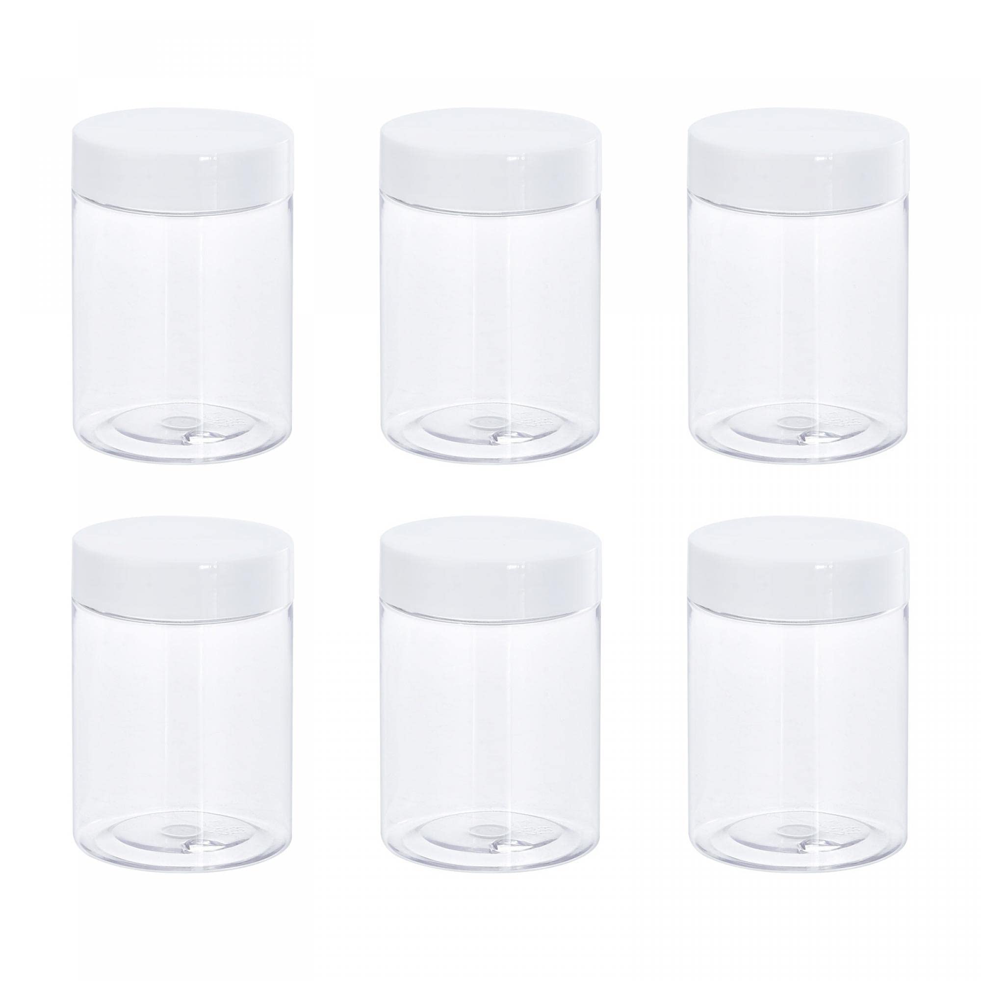 sourcing map 6 szt. okrągłych plastikowych słoików z białą śrubą u góry pokrywki 3 oz/100 ml pusty pojemnik