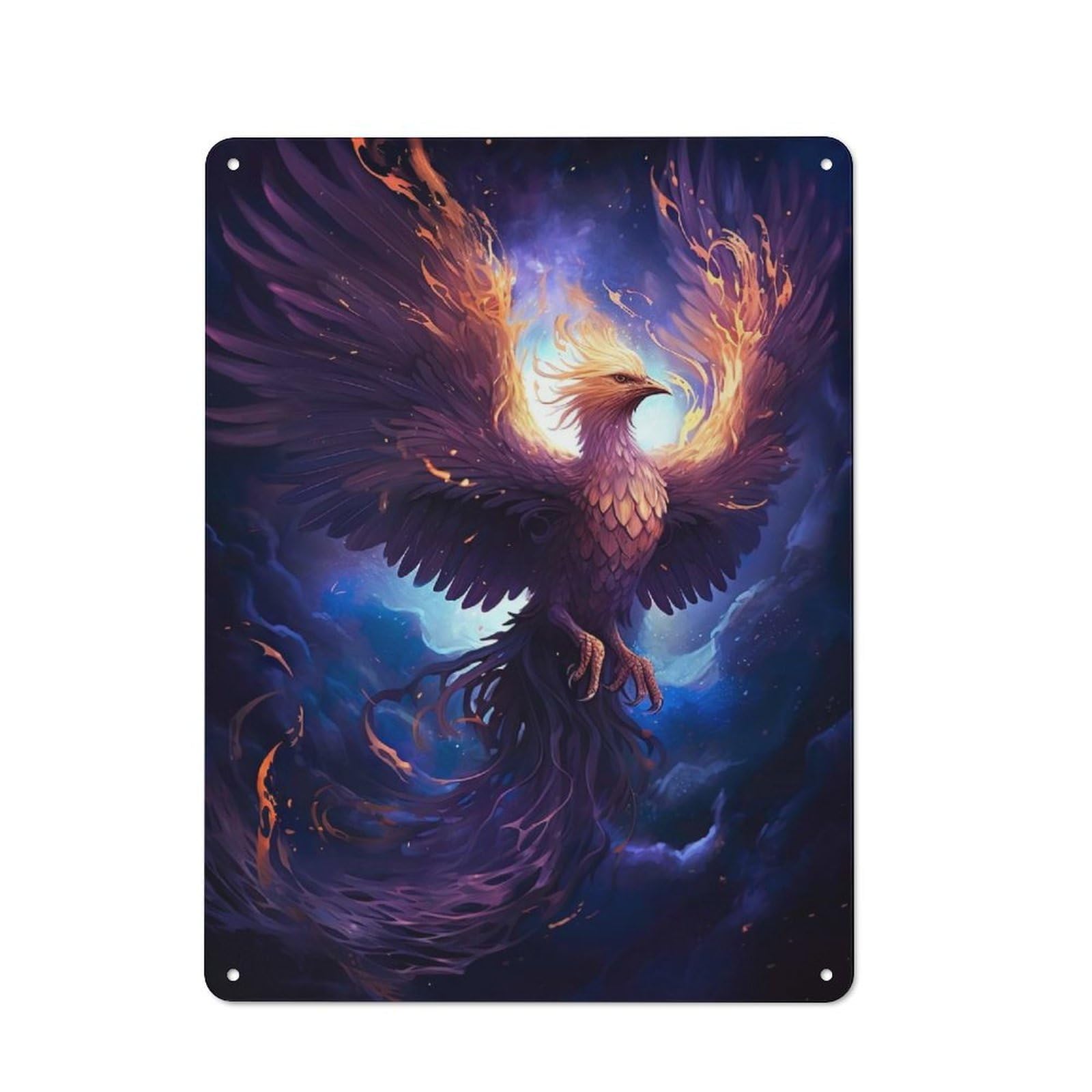 Decorative Tin Sign with Mystical Phoenix Bird Design 40x30cm, Classic Old Style Wall Plaque for Living Room, Hallway, Kitchen Or Cafe