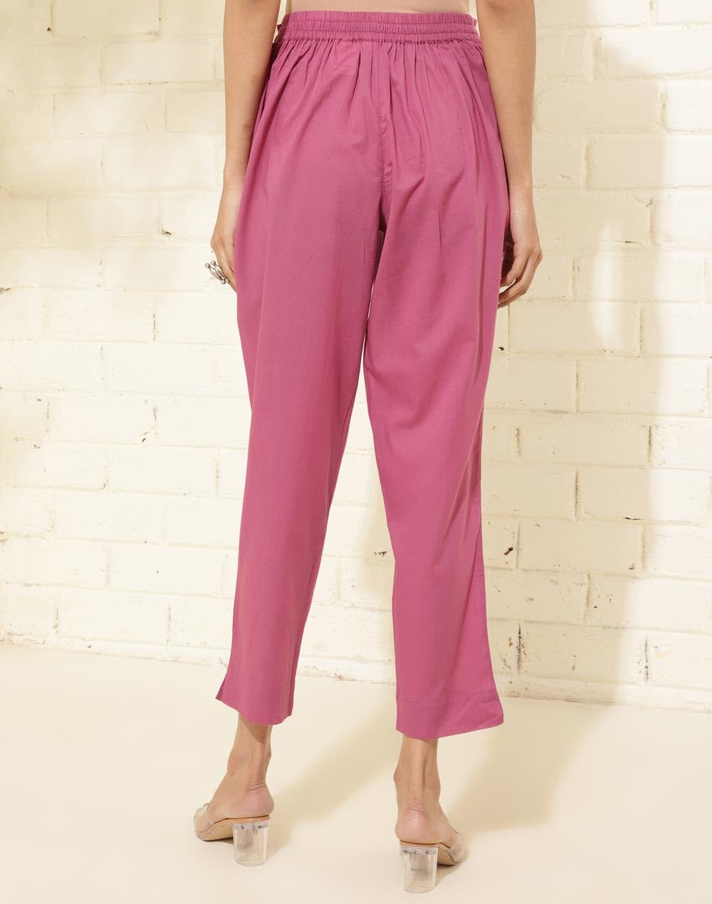 Fabindia Women's Regular Casual Pants (2124217Wine_Magenta