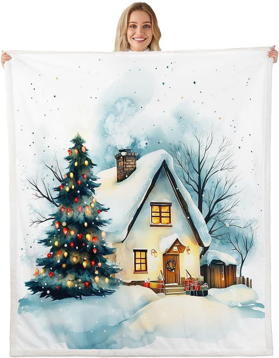 Feelyou Kids Merry Christmas Fleece Throw Blanket Queen 90"x90" Xmas Snowman Plush Blanket Boys Girls Teens Falling Snowflake Snow Sherpa Blanket Winter Holiday Theme Fuzzy Blanket